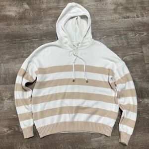 Brit NY Striped 100% Cotton Sweater Hoodie Size Large